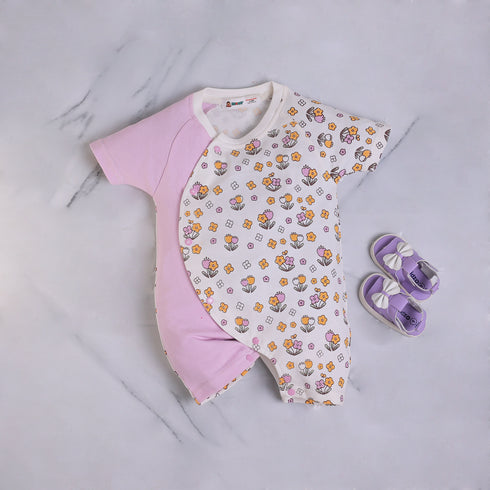 Flowers Printed Raglan Sleeve Romper