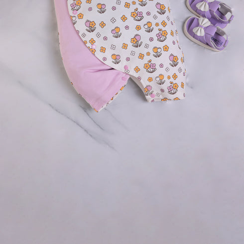 Flowers Printed Raglan Sleeve Romper