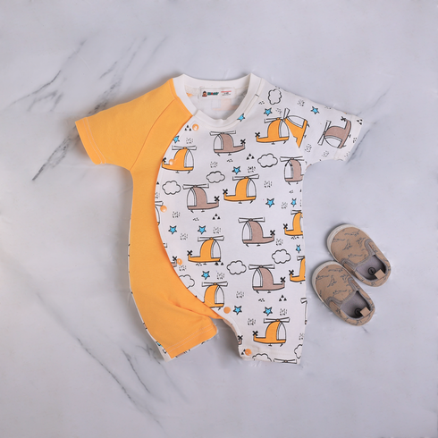 Helicopter Printed Raglan Sleeve Romper