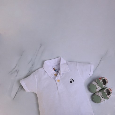 White Polo Bodysuit Set