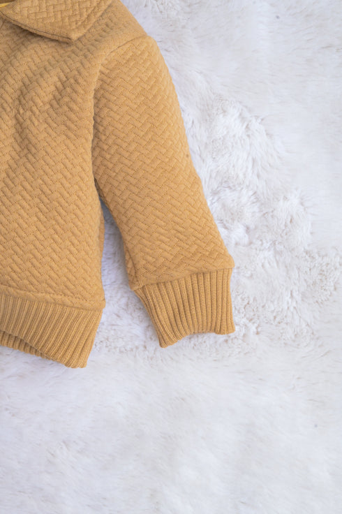 Jacquard Knit Polo Tracksuit Set (Beige)