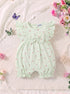 Heart Printed Bow Detail Frill Romper