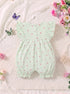 Heart Printed Bow Detail Frill Romper