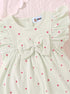 Heart Printed Bow Detail Frill Romper