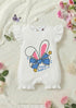 Bunny Bow Printed Flutter Sleeve Buttoned Romper