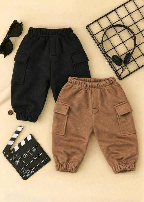 2-Pack Cargo Fleece Pajama (Black & Dark Brown)