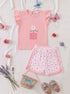 Little Sunflower Ruffle Sleeve Interlock Short Set