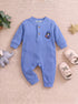 Playful Ribbed Henley Sleepsuit (Light Blue)