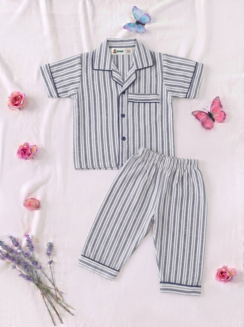 Graphite Striped Night Suit Set