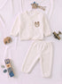 Deer Embroidered Embossed Plush Fleece Co-ord Set