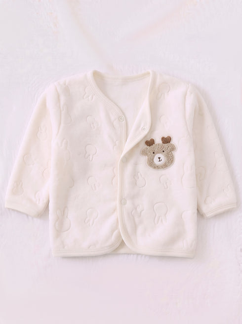 Deer Embroidered Embossed Plush Fleece Co-ord Set