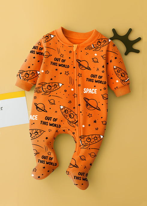 Galaxy Explorer Printed Fleece Footed Sleepsuit