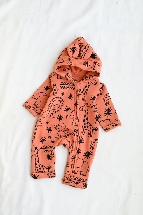 Jungle Friends Fleece Hooded Sleepsuit