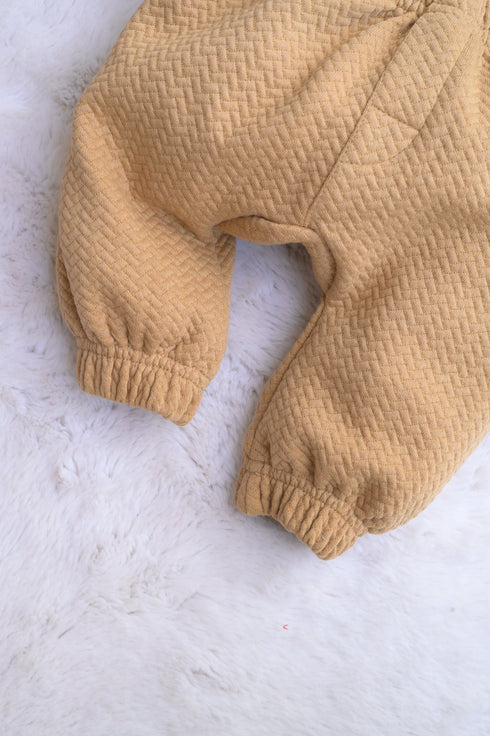 Jacquard Knit Polo Tracksuit Set (Beige)