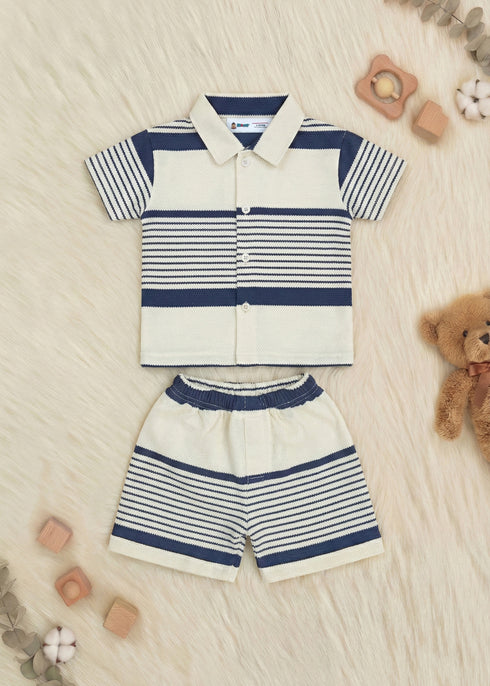 Nautical Stripe Button-Down Shirt Set