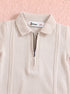 Beige Jacquard Textured Polo Romper