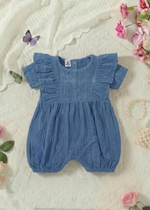 Blue Structured Frill Romper