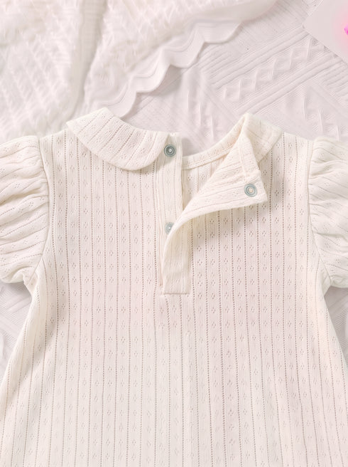 Ivory Floral Embroidered Jacquard Baby Frock