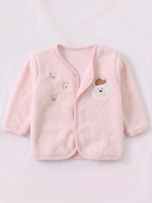 Bear Embroidered Plush Fleece Co-ord Set (Pink)
