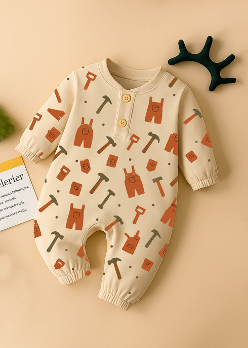 Little Builder Interlock Henley Sleepsuit
