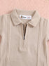 Beige Jacquard Textured Polo Romper