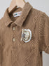 Playful Brown Jacquard Textured Polo Short Set