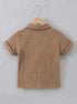 Playful Brown Jacquard Textured Polo Short Set