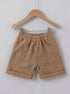 Playful Brown Jacquard Textured Polo Short Set