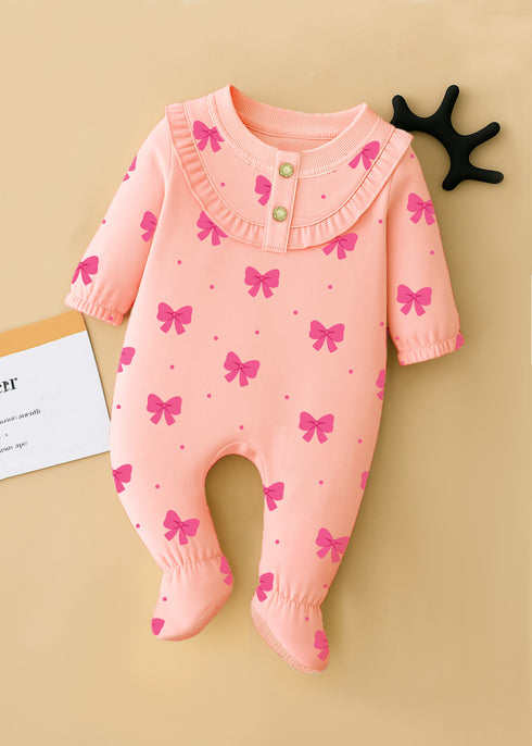 Sweet Knots Frilled Fleece Footed Sleepsuit