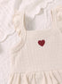 O-White Heart Embroidered Ruffle Grace Bodysuit