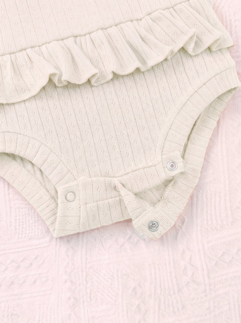 O-White Heart Embroidered Ruffle Grace Bodysuit