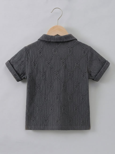 Noir Luxe Textured Button-Down Short Set