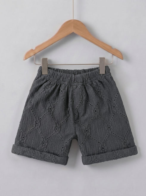 Noir Luxe Textured Button-Down Short Set