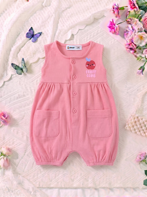 Pink Fruit Club Front Open Buttoned Romper