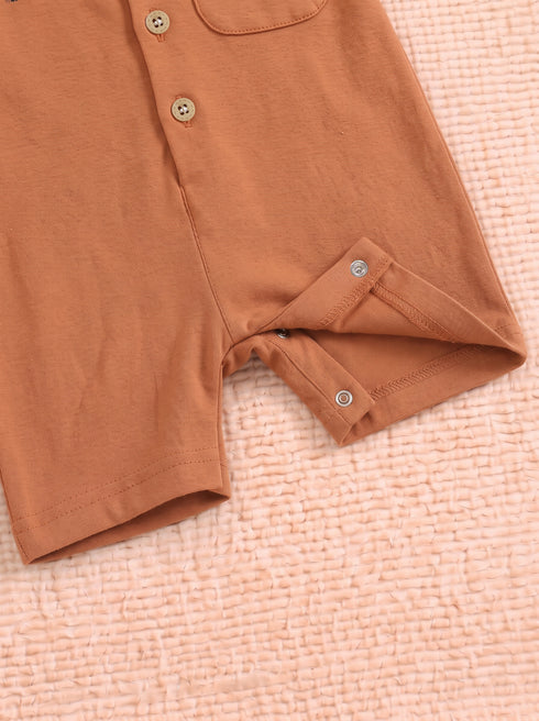 Little Tractor Cuban Collar Button-Up Romper