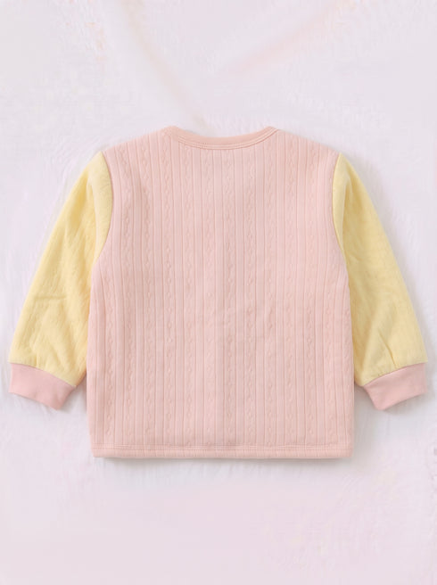 Kitty Applique Quilted Fleece Co-ord Set (Peach Pink)