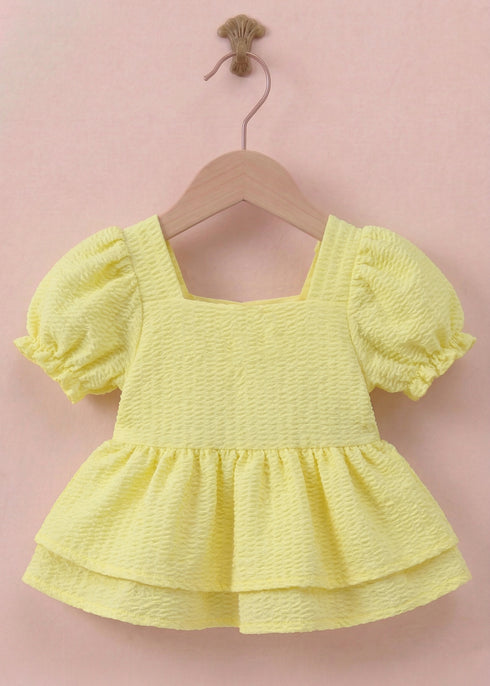 Lemon Jacquard Bow Frock Set
