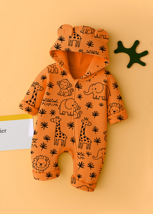 Jungle Friends Fleece Hooded Sleepsuit