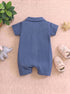 Bear Cub Cuban Collar Button-Up Romper
