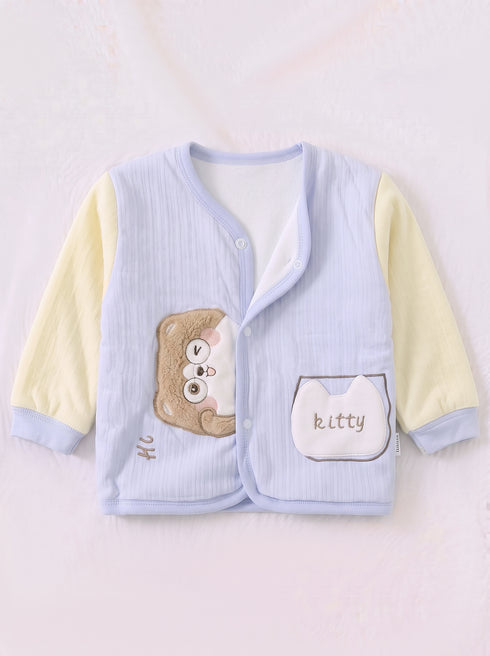 Kitty Applique Quilted Fleece Co-ord Set (Blue)