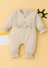 Sand Ruffle Bow Ribbed Sleepsuit