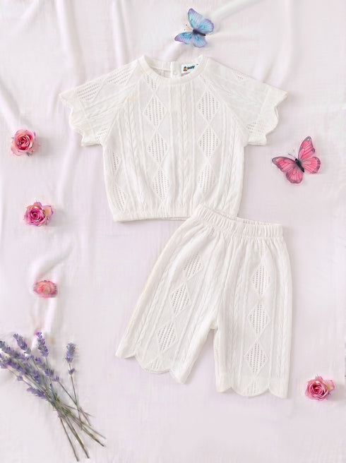 White Scalloped Pajama Set