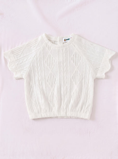 White Scalloped Pajama Set