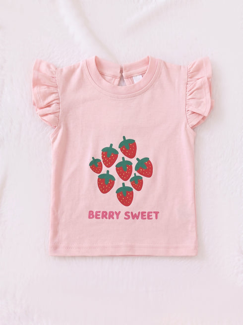 Berry Pop Ruffle Sleeve Interlock Pajama Set