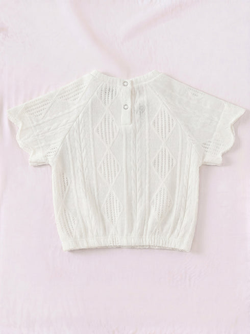 White Scalloped Pajama Set