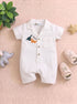 Dino Club Cuban Collar Button-Up Romper