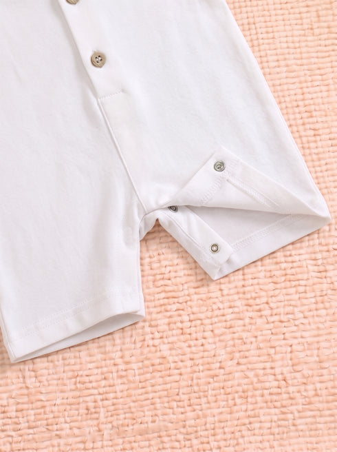 Dino Club Cuban Collar Button-Up Romper