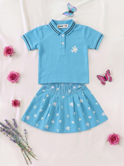 Blossom Printed Polo Skirt Set