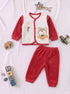 Bear Applique Plush Fleece Co-ord Set (Red)