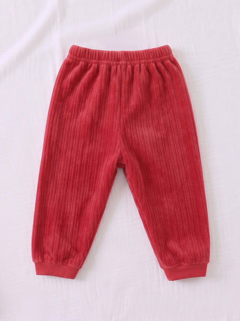 Bear Applique Plush Fleece Co-ord Set (Red)